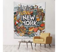 GSGCSBYMLG Cartoon Cute New York American Theme Art printed tapestry 60x51in Wall Hanging Aesthetic Tapestry