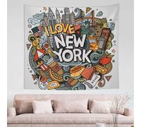 GSGCSBYMLG Cartoon Cute New York American Theme Art printed tapestry 60x51in wall tapestry indoor decor