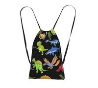 GSGCSBYMLG Cartoon Dinosaur Images printed Storage bag with a drawstring backpack Drawstring strap pack