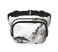 GSGCSBYMLG Chinese Landscape Painting Printed Square Double Layer Waist Bag Travel Bag