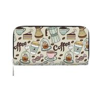 GSGCSBYMLG Coffee and Sweets Sugar Chocolate Printed Leather Hand Wallet Men Women Zip Clutch Card Holder