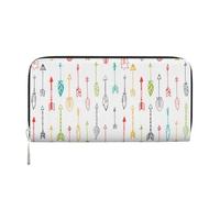 GSGCSBYMLG Colorful Hand Drawn Art with Boho Style Arrows Printed Leather Hand Wallet Men Women Zip Clutch Card Holder