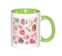 GSGCSBYMLG Colorful Sweet Lollipop Cupcake Donut Printed Mug Double Colour Cup Ceramic Mug Decorative Cup