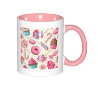 GSGCSBYMLG Colorful Sweet Lollipop Cupcake Donut Printed Mug Double Colour Cup Ceramic Mug Decorative Cup