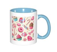 GSGCSBYMLG Colorful Sweet Lollipop Cupcake Donut Printed Mug Double Colour Cup Ceramic Mug Decorative Cup