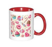 GSGCSBYMLG Colorful Sweet Lollipop Cupcake Donut Printed Mug Double Colour Cup Ceramic Mug Decorative Cup
