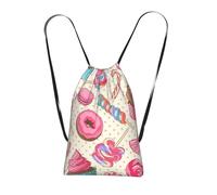 GSGCSBYMLG Colorful Sweet Lollipop Cupcake Donut printed Storage bag with a drawstring backpack Drawstring strap pack