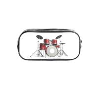 GSGCSBYMLG Cool Drum Set Printed Transparent Pencil case Pencil Bag Portable Stationery Bag