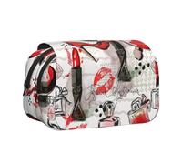 GSGCSBYMLG Cosmetic Lipstick Perfume Art Printed Double Clamshell Pen Case Portable Stationery Case