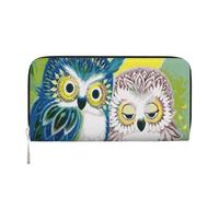 GSGCSBYMLG Couple Owl Perch Tree Printed Leather Hand Wallet Men Women Zip Clutch Card Holder