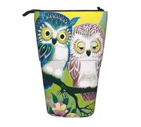 GSGCSBYMLG Couple Owl Perch Tree Printed Pencil Telescopic Vertical Pencil Case