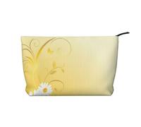 GSGCSBYMLG Curving Chamomile Flowers Flying Butterflies Printed Corduroy Makeup Bag Travel Toiletry Bag Travel Organizer Bag