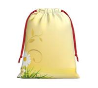 GSGCSBYMLG Curving Chamomile Flowers Flying Butterflies printed Drawstring Gift Bag Candy Bag Festive Party Gift Bag