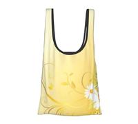 GSGCSBYMLG Curving Chamomile Flowers Flying Butterflies Printed Fold Eco-Friendly Shopping Bag Foldable Storage Bag