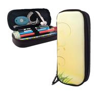 GSGCSBYMLG Curving Chamomile Flowers Flying Butterflies Printed Leather Pencil case Portable Stationery Case