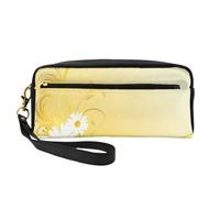 GSGCSBYMLG Curving Chamomile Flowers Flying Butterflies Printed Pencil Case Small Makeup Bag Travel Toiletry Bag