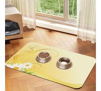 GSGCSBYMLG Curving Chamomile Flowers Flying Butterflies printed Pet absorbent leather tablecloth Placemat