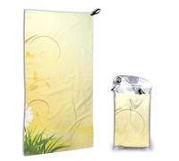 GSGCSBYMLG Curving Chamomile Flowers Flying Butterflies printed Quick dry towel 16x31.5in hand towel