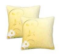 GSGCSBYMLG Curving Chamomile Flowers Flying Butterflies printed Square pillow Set of 2 pillowcase Decorative Cushion Cover
