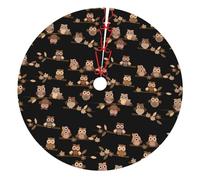 GSGCSBYMLG Cute Brown Cartoon Owls printed Christmas decoration tree skirt Christmas Tree Thickened Apron