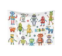 GSGCSBYMLG Cute Cartoon Robots printed Pet Blanket Doudou Velour Reversible Blanket