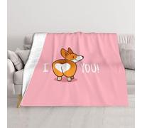 GSGCSBYMLG Cute Cartoon Welsh Corgi Dog Butt Heart printed Blanket Plush blanket decoration throw blanket