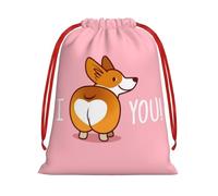 GSGCSBYMLG Cute Cartoon Welsh Corgi Dog Butt Heart printed Drawstring Gift Bag Candy Bag Party Gift Bag