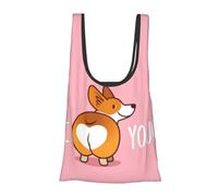 GSGCSBYMLG Cute Cartoon Welsh Corgi Dog Butt Heart Printed Fold Eco-Friendly Shopping Bag Foldable Storage Bag