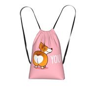 GSGCSBYMLG Cute Cartoon Welsh Corgi Dog Butt Heart printed Storage bag with a drawstring backpack Drawstring strap pack