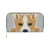 GSGCSBYMLG Cute Cartoon Welsh Corgi Dog Printed Leather Hand Wallet Men Women Zip Clutch Card Holder