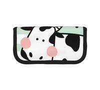 GSGCSBYMLG Cute Cow Polka Dot Printed Canvas Pen Case Portable Stationery Case Storage Pouch