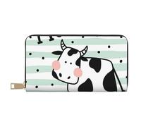 GSGCSBYMLG Cute Cow Polka Dot Printed Leather Wallet Large Travel Wallet Men Women Zip Clutch Card Holder