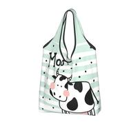 GSGCSBYMLG Cute Cow Polka Dot Printed Portable Shopping Bag Foldable Storage Bag