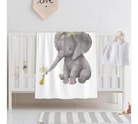 GSGCSBYMLG Cute Elephant with Wreath and Little Duck printed blanket Double-layer blanket Flannel Blanket