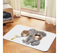 GSGCSBYMLG Cute Elephant with Wreath and Little Duck printed Pet absorbent leather tablecloth Placemat