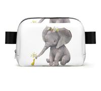 GSGCSBYMLG Cute Elephant with Wreath and Little Duck Printed Square-Shaped Fashionable Waist Bag Casual Chest Bag