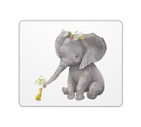 GSGCSBYMLG Cute Elephant with Wreath and Little Duck printed The mouse pad washable mouse pad with delicate stitched edges