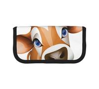 GSGCSBYMLG Cute Little Cow Calf Pattern Printed Canvas Pen Case Portable Stationery Case Storage Pouch