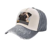 GSGCSBYMLG Cute Pet Pug printed Washed Baseball Cap casquette Adjustable Headwear