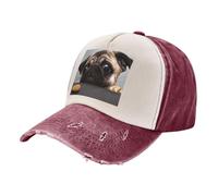 GSGCSBYMLG Cute Pet Pug printed Washed Baseball Cap casquette Adjustable Headwear