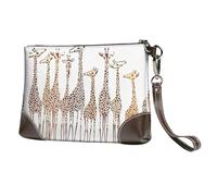 GSGCSBYMLG Cute Wild Cartoon Giraffes Printed Leather Clutch Makeup Bag Travel Toiletry Bag