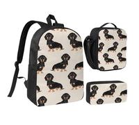 GSGCSBYMLG Dachshund Dog Printed 17in School Bag Pen Bag Lunch Bag Set