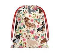 GSGCSBYMLG Dachshund Floral printed Drawstring Gift Bag Candy Bag Party Gift Bag