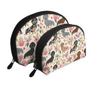 GSGCSBYMLG Dachshund Floral Printed Portable Bags Clutch Pouch Shell Storage Bag