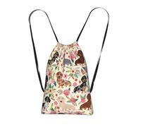 GSGCSBYMLG Dachshund Floral printed Storage bag with a drawstring backpack Drawstring strap pack