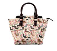 GSGCSBYMLG dachshund printed Leather Rivet Shoulder Bag Genuine leather handbag