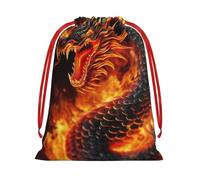 GSGCSBYMLG Fire Chinese Dragon printed Drawstring Gift Bag Candy Bag Party Gift Bag