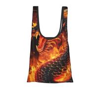 GSGCSBYMLG Fire Chinese Dragon Printed Fold Eco-Friendly Shopping Bag Foldable Storage Bag