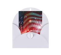 GSGCSBYMLG Fireworks American Flag printed Greeting card with Envelopes Thank You Card