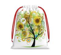 GSGCSBYMLG Floral Tree with Daisies Sunflowers Butterflies Ladybugs Insect printed Drawstring Gift Bag Candy Bag Party Gift Bag